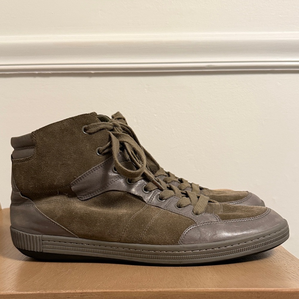 Hugo Boss Olive and Brown High-Top Sneakers